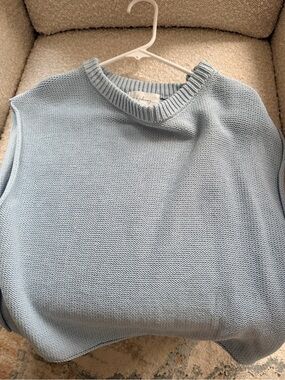 Light Blue Knit Sleeveless Sweater Vest